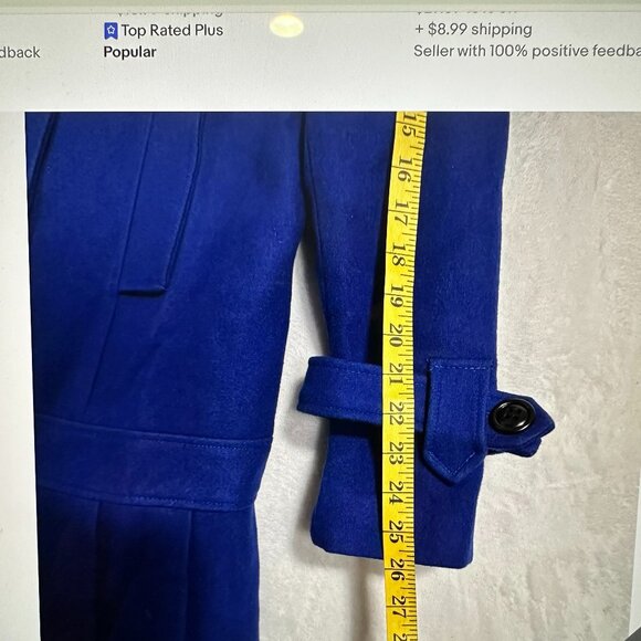 Y2K Blue Wool Worthington VTG Coat XL Corpcore Academia Classic 90 Pea-Coat BOHO - Picture 14 of 16